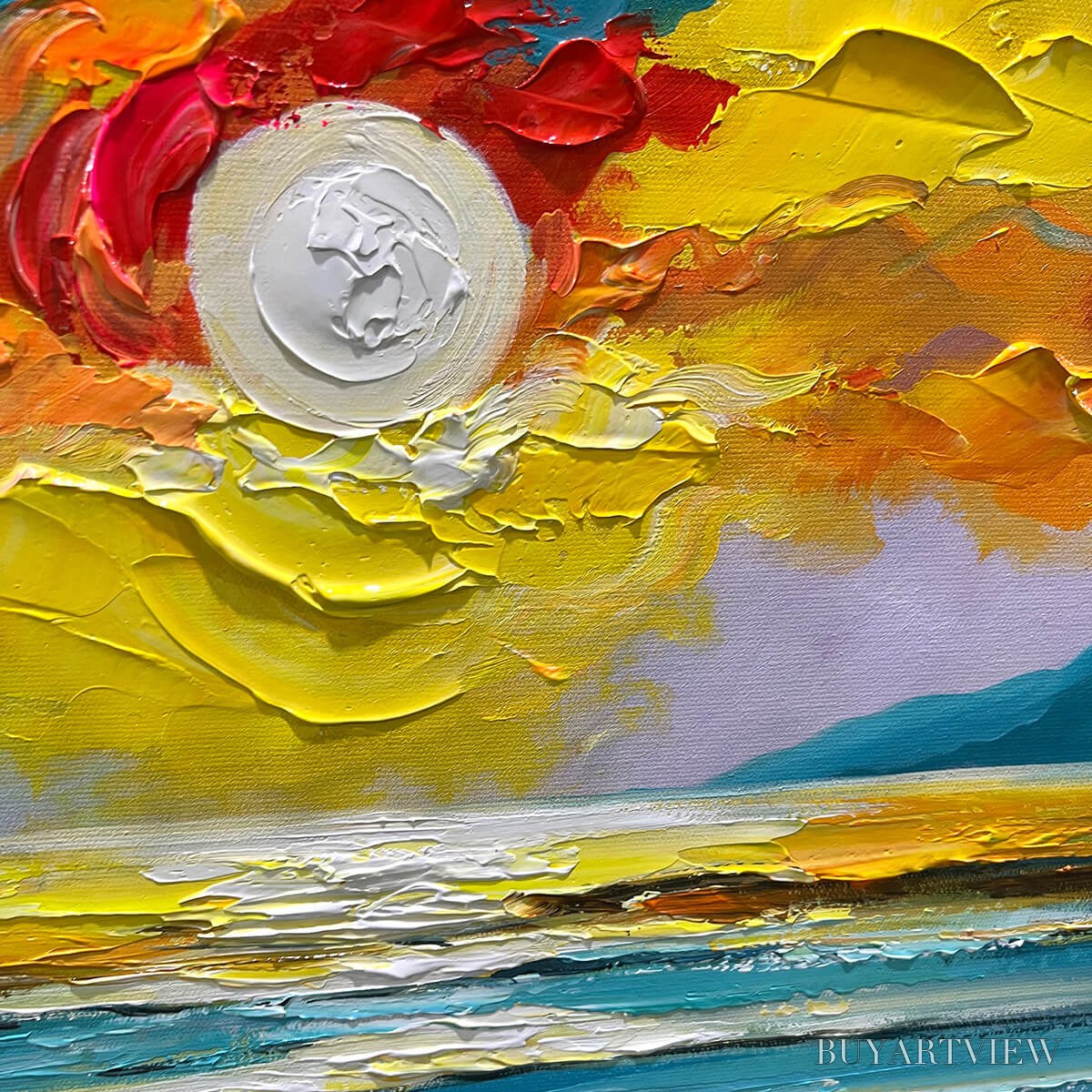 BUYARTVIEW Golden Horizon – Vibrant Sunset Seascape Oil Painting - image 3