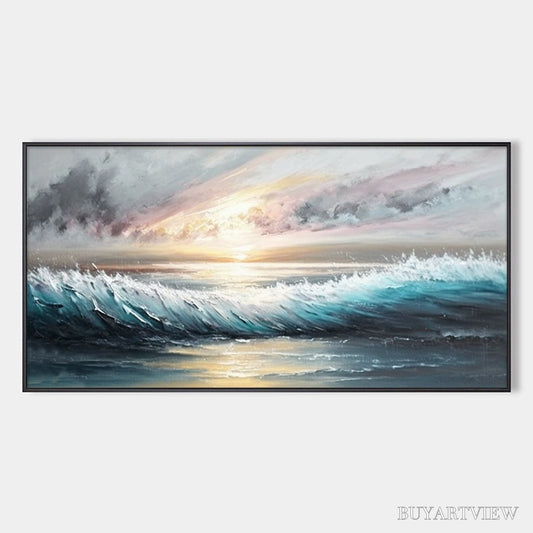 BUYARTVIEW Dusk Tide – Ocean Waves Seascape Oil Painting - image 1