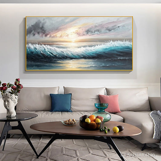 BUYARTVIEW Dusk Tide – Ocean Waves Seascape Oil Painting - image 2