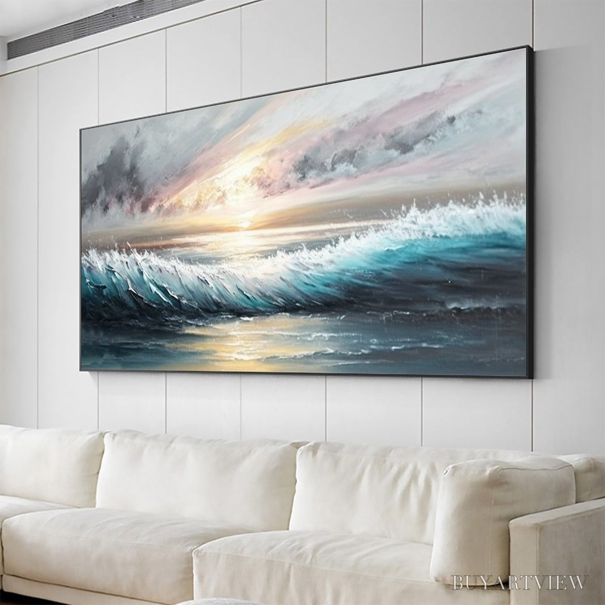 BUYARTVIEW Dusk Tide – Ocean Waves Seascape Oil Painting - image 4