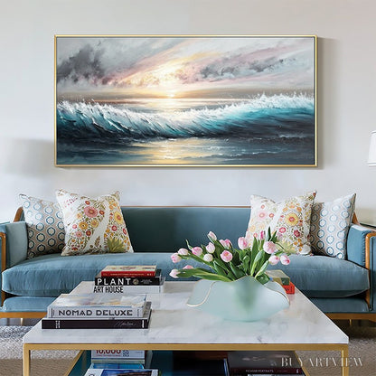 BUYARTVIEW Dusk Tide – Ocean Waves Seascape Oil Painting - image 6
