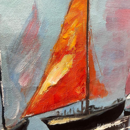 BUYARTVIEW Regatta Dawn – Colorful Seascape Oil Painting - image 3