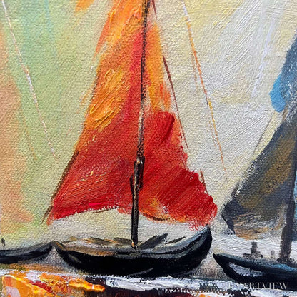 BUYARTVIEW Regatta Dawn – Colorful Seascape Oil Painting - image 5