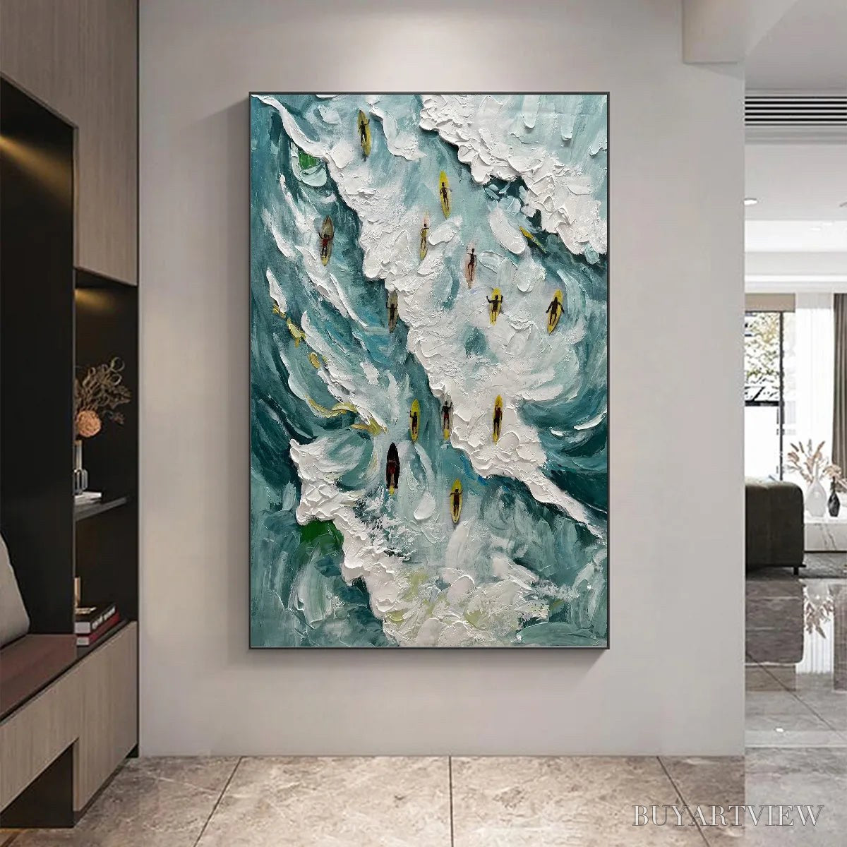 BUYARTVIEW Catching the Wave – Ocean Surfers Impasto Oil Painting on Canvas - image 6