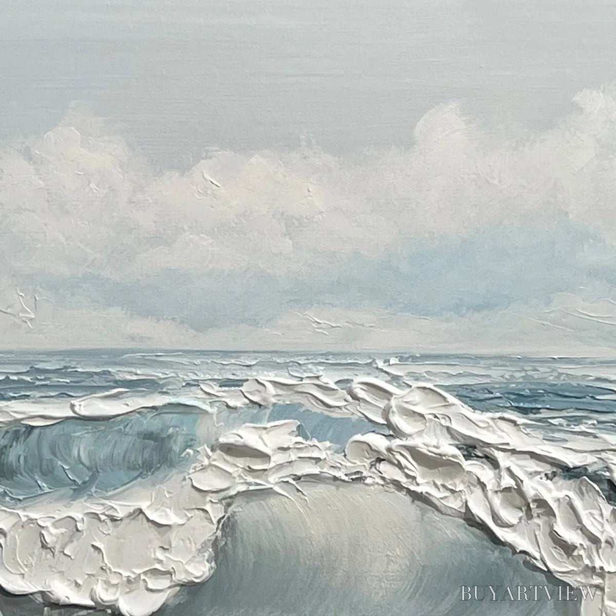 BUYARTVIEW Coastal Serenity – Textured Ocean Waves Seascape Oil Painting - image 5