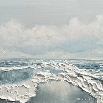 BUYARTVIEW Coastal Serenity – Textured Ocean Waves Seascape Oil Painting - image 5