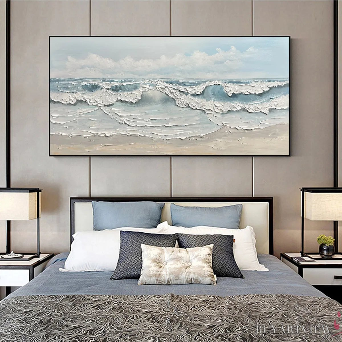 BUYARTVIEW Coastal Serenity – Textured Ocean Waves Seascape Oil Painting - image 6