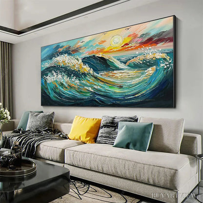 BUYARTVIEW Oceanic Pulse – Hand-Textured Seascape Oil Painting with Gold Leaf Accents - image 4