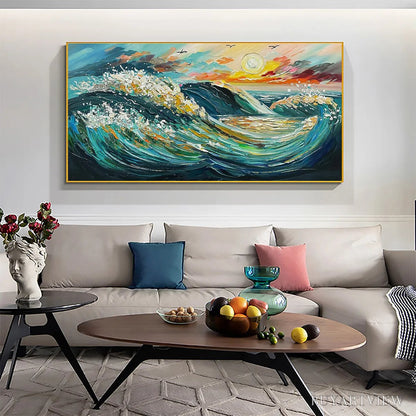 BUYARTVIEW Oceanic Pulse – Hand-Textured Seascape Oil Painting with Gold Leaf Accents - image 6