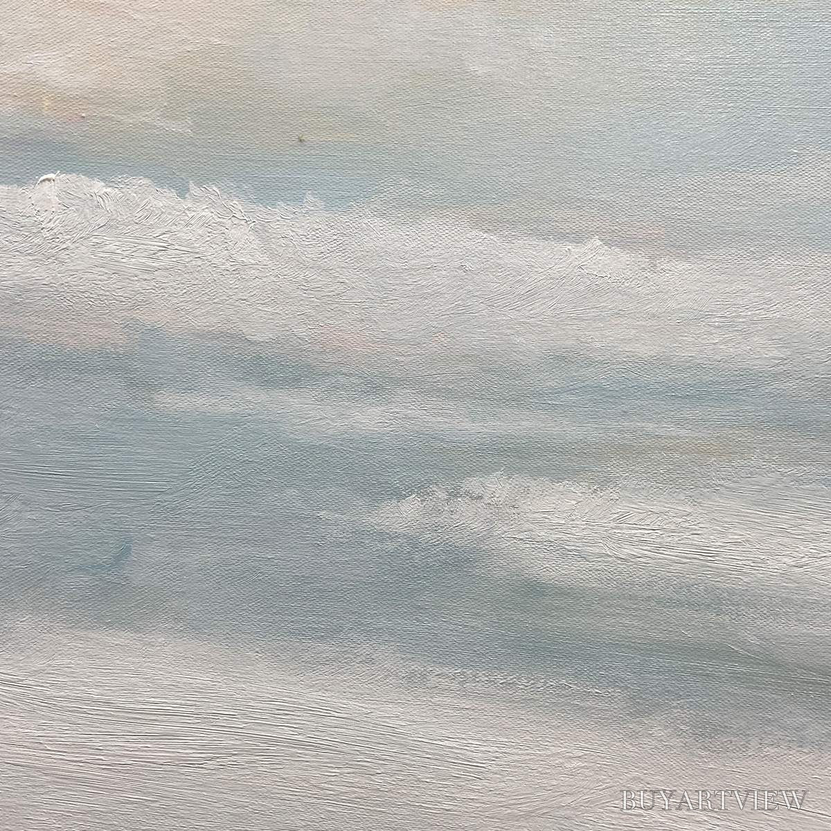 BUYARTVIEW Coastal Serenity – Abstract Coastal Landscape Painting in Soft Blues and Neutrals - image 3