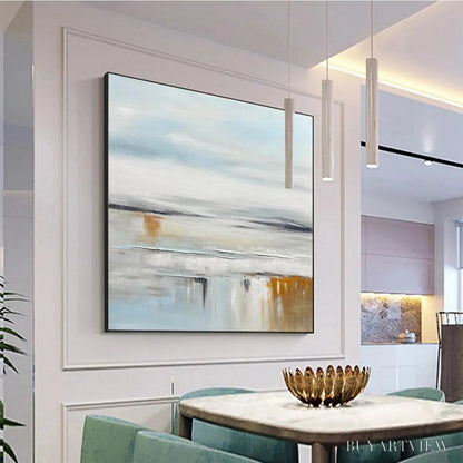 BUYARTVIEW Coastal Serenity – Abstract Coastal Landscape Painting in Soft Blues and Neutrals - image 4