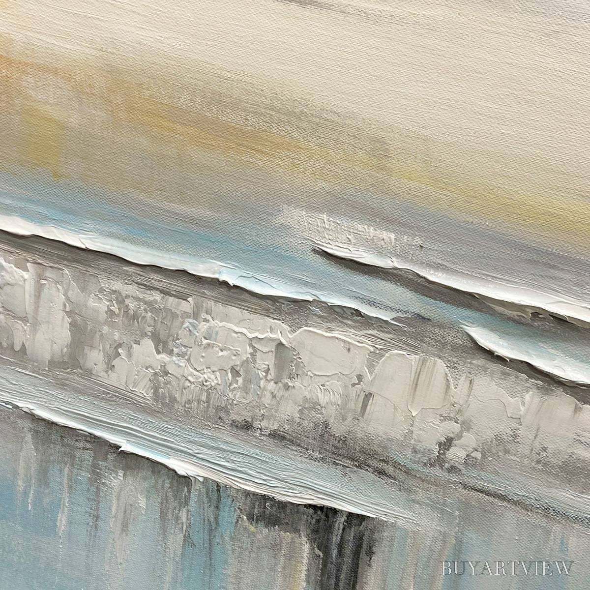 BUYARTVIEW Coastal Serenity – Abstract Coastal Landscape Painting in Soft Blues and Neutrals - image 5