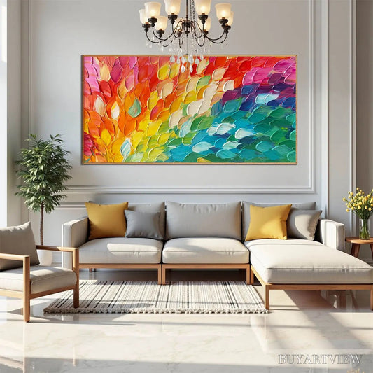 BUYARTVIEW Chroma Wave – Textured Abstract Rainbow Oil Painting - image 2