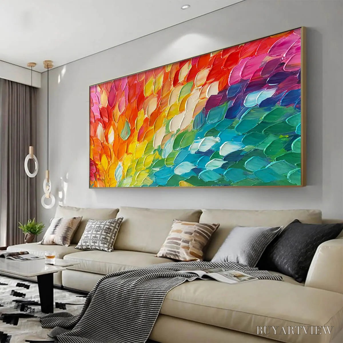 BUYARTVIEW Chroma Wave – Textured Abstract Rainbow Oil Painting - image 4