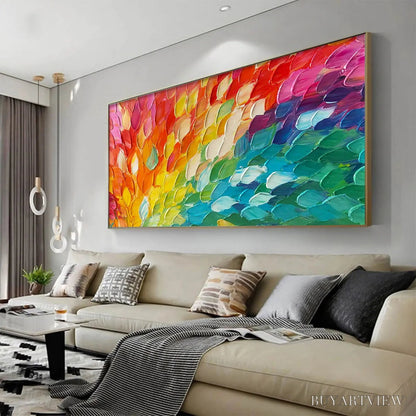 BUYARTVIEW Chroma Wave – Textured Abstract Rainbow Oil Painting - image 4