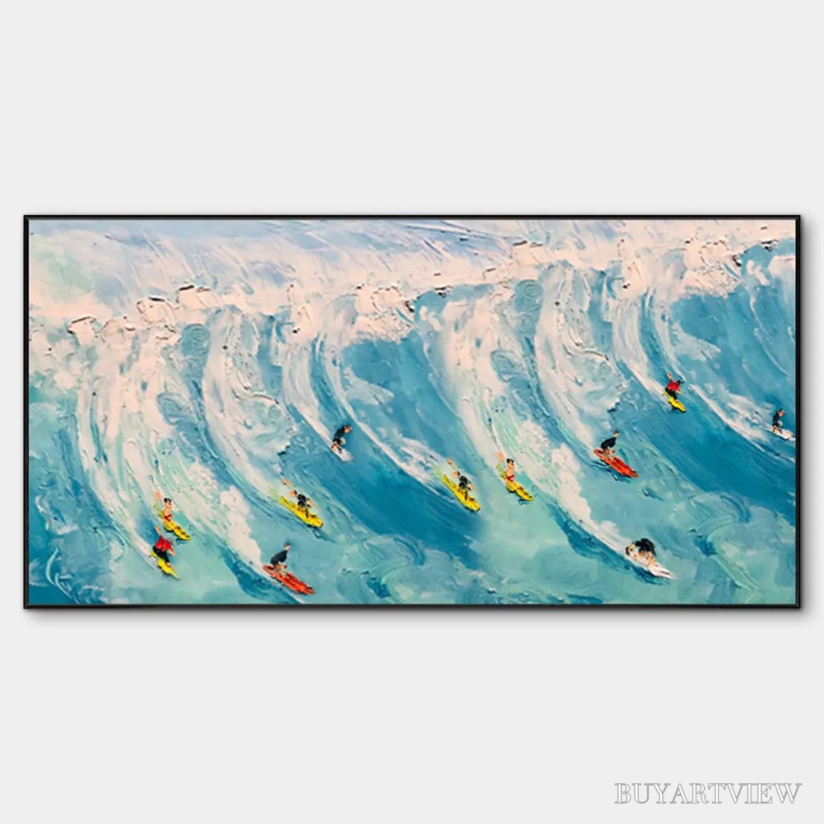 BUYARTVIEW Wave Riders – Ocean Painting of Surfers in Motion - image 1