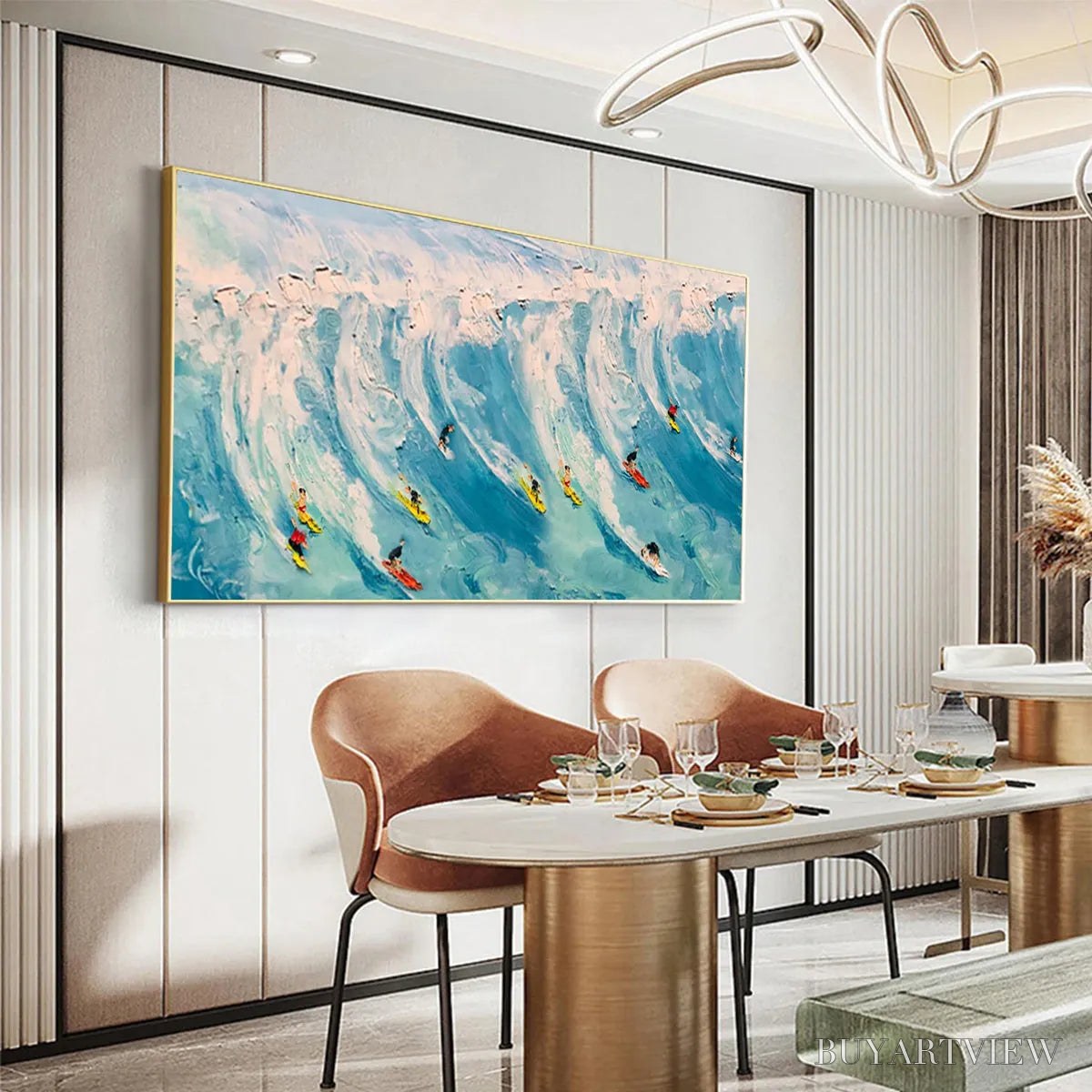 BUYARTVIEW Wave Riders – Ocean Painting of Surfers in Motion - image 2