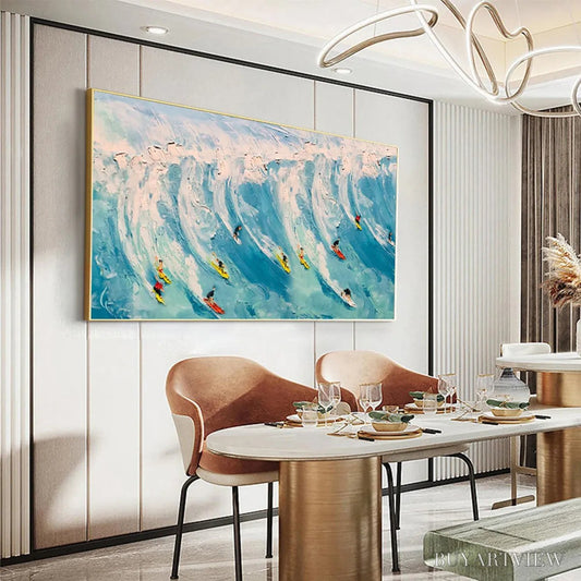 BUYARTVIEW Wave Riders – Ocean Painting of Surfers in Motion - image 2