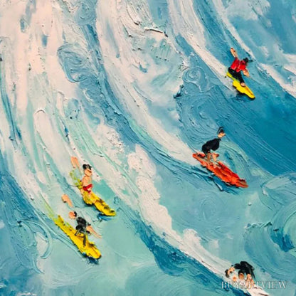 BUYARTVIEW Wave Riders – Ocean Painting of Surfers in Motion - image 4