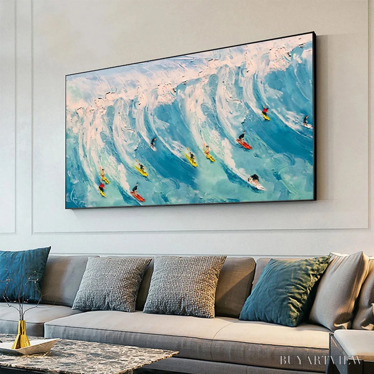 BUYARTVIEW Wave Riders – Ocean Painting of Surfers in Motion - image 6