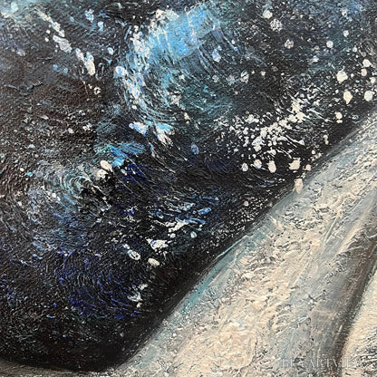 BUYARTVIEW Whale'S Grace – Textured Whale Tail Painting, Ocean Animal Art, Blue, Living Room, Bedroom, Office - image 3