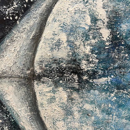 BUYARTVIEW Whale'S Grace – Textured Whale Tail Painting, Ocean Animal Art, Blue, Living Room, Bedroom, Office - image 5