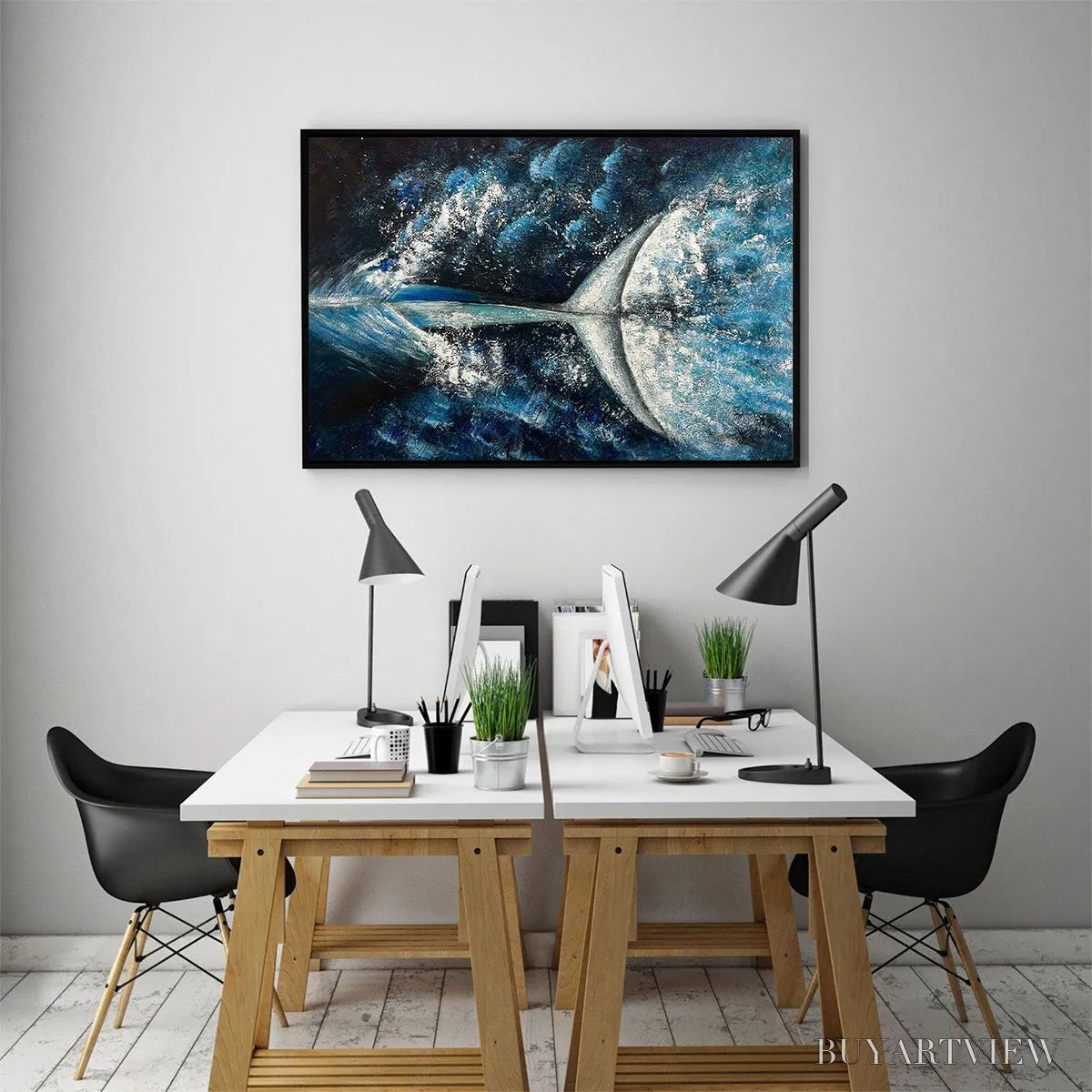 BUYARTVIEW Whale'S Grace – Textured Whale Tail Painting, Ocean Animal Art, Blue, Living Room, Bedroom, Office - image 6