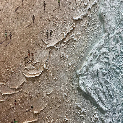 BUYARTVIEW Coastal Serenity – Textured Beach Painting, Ocean View, Beige, Blue, Living Room, Bedroom - image 3