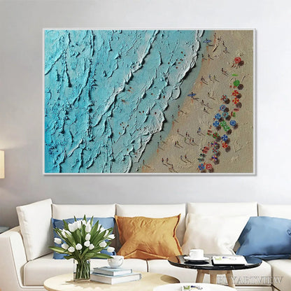BUYARTVIEW Aerial Vista – Impasto Beach Scene Oil Painting - image 2