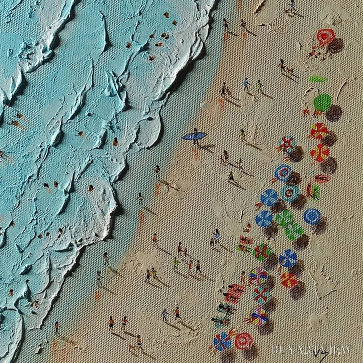 BUYARTVIEW Aerial Vista – Impasto Beach Scene Oil Painting - image 3