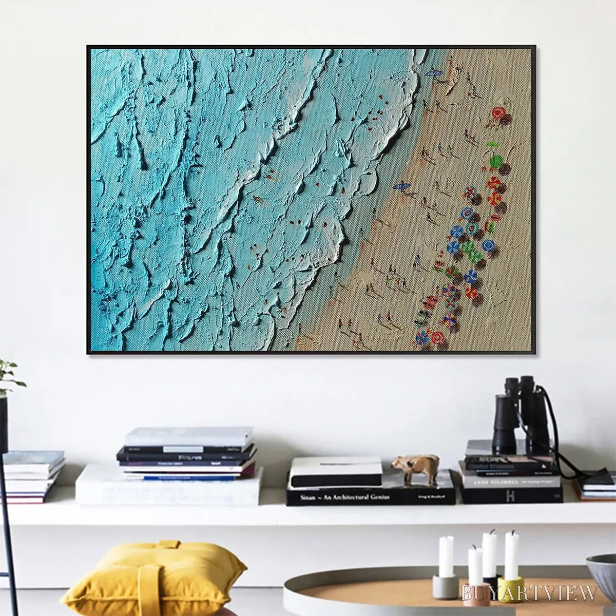 BUYARTVIEW Aerial Vista – Impasto Beach Scene Oil Painting - image 4