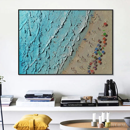 BUYARTVIEW Aerial Vista – Impasto Beach Scene Oil Painting - image 4