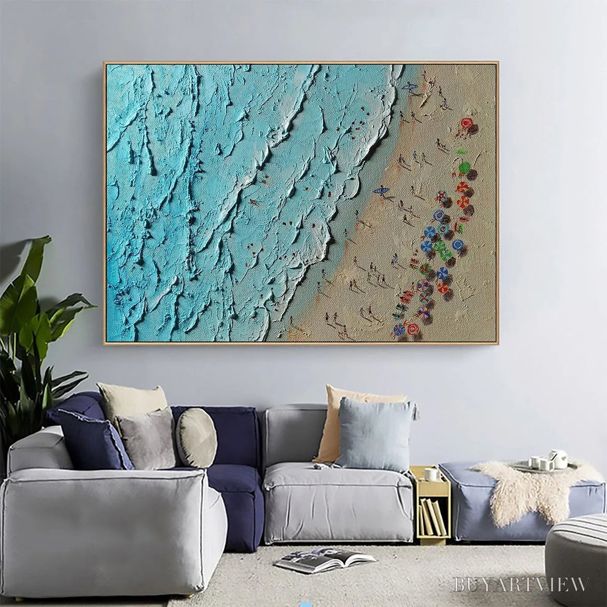 BUYARTVIEW Aerial Vista – Impasto Beach Scene Oil Painting - image 6