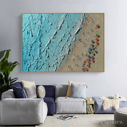 BUYARTVIEW Aerial Vista – Impasto Beach Scene Oil Painting - image 6