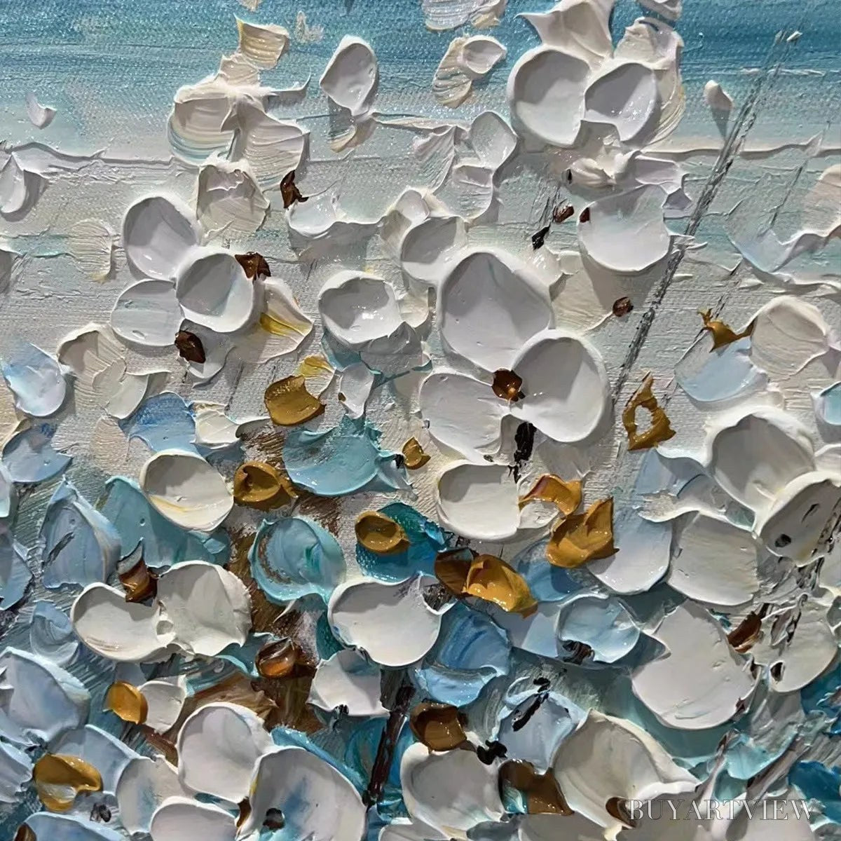 BUYARTVIEW Ocean Breeze – Impasto Seascape Oil Painting in Blue and White - image 3