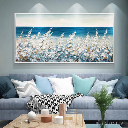 BUYARTVIEW Ocean Breeze – Impasto Seascape Oil Painting in Blue and White - image 4