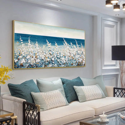 BUYARTVIEW Ocean Breeze – Impasto Seascape Oil Painting in Blue and White - image 6