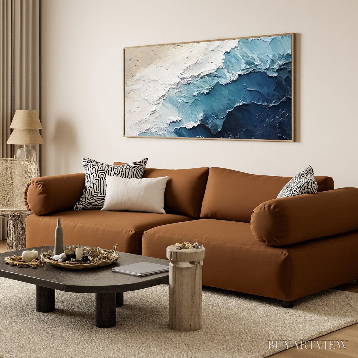 BUYARTVIEW Ocean Whispers – Textured Seascape Painting, Ocean Waves, Blue and White, Living Room, Bedroom - image 5