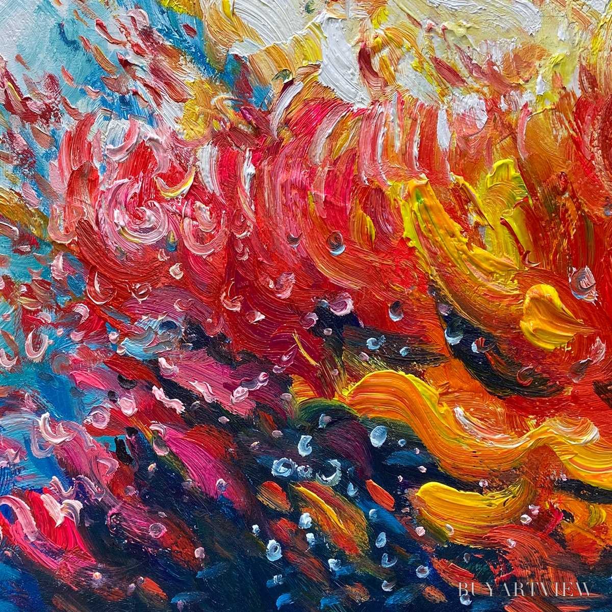 BUYARTVIEW Coral Reef – Panoramic Abstract Seascape Oil Painting in Vibrant Colors - image 3