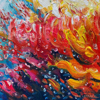 BUYARTVIEW Coral Reef – Panoramic Abstract Seascape Oil Painting in Vibrant Colors - image 3