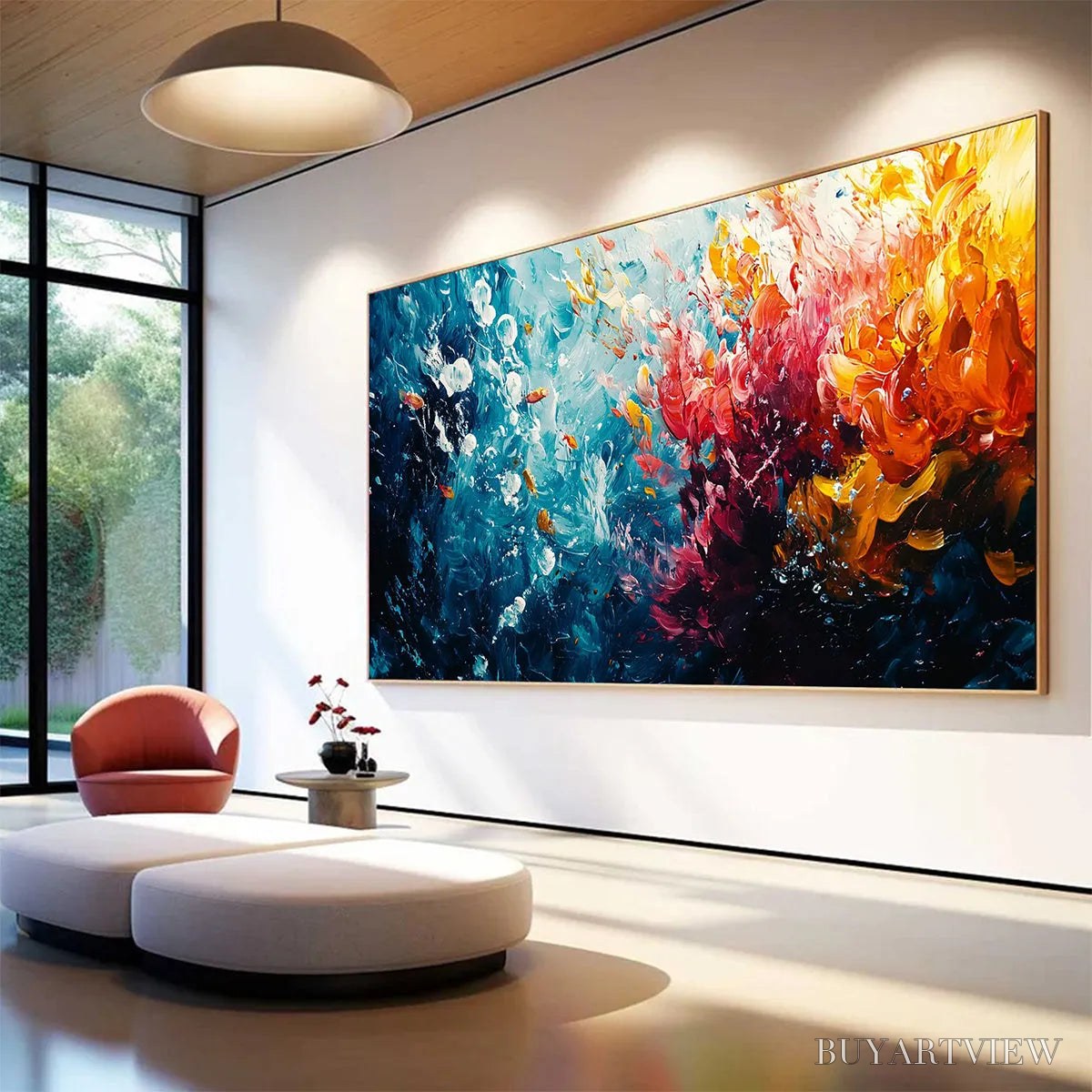 BUYARTVIEW Coral Reef – Panoramic Abstract Seascape Oil Painting in Vibrant Colors - image 5