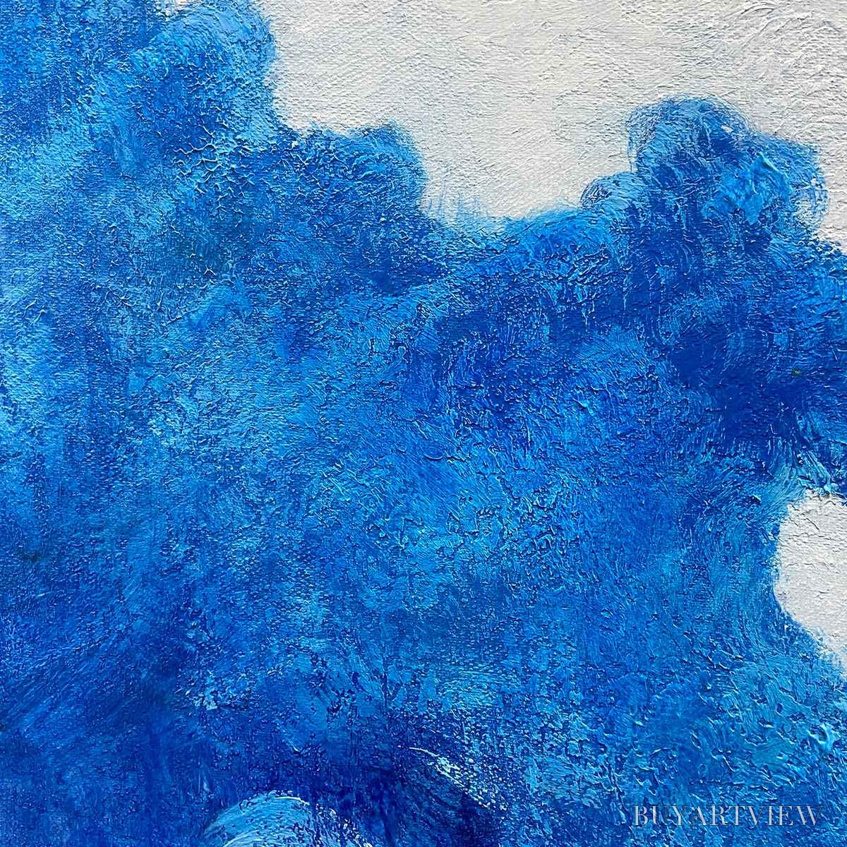 BUYARTVIEW Azure Crest – Square Abstract Ocean Waves Oil Painting with Gold Leaf - image 3