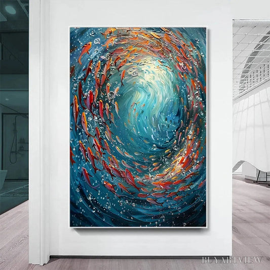 BUYARTVIEW Coral Dance – Vibrant Underwater Fish Oil Painting - image 2