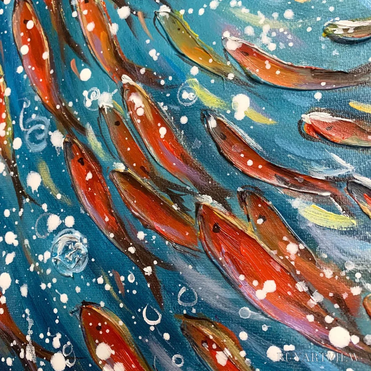 BUYARTVIEW Coral Dance – Vibrant Underwater Fish Oil Painting - image 3