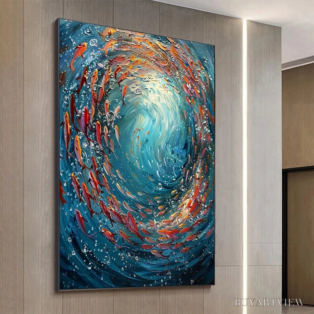 BUYARTVIEW Coral Dance – Vibrant Underwater Fish Oil Painting - image 4