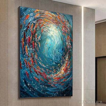 BUYARTVIEW Coral Dance – Vibrant Underwater Fish Oil Painting - image 4