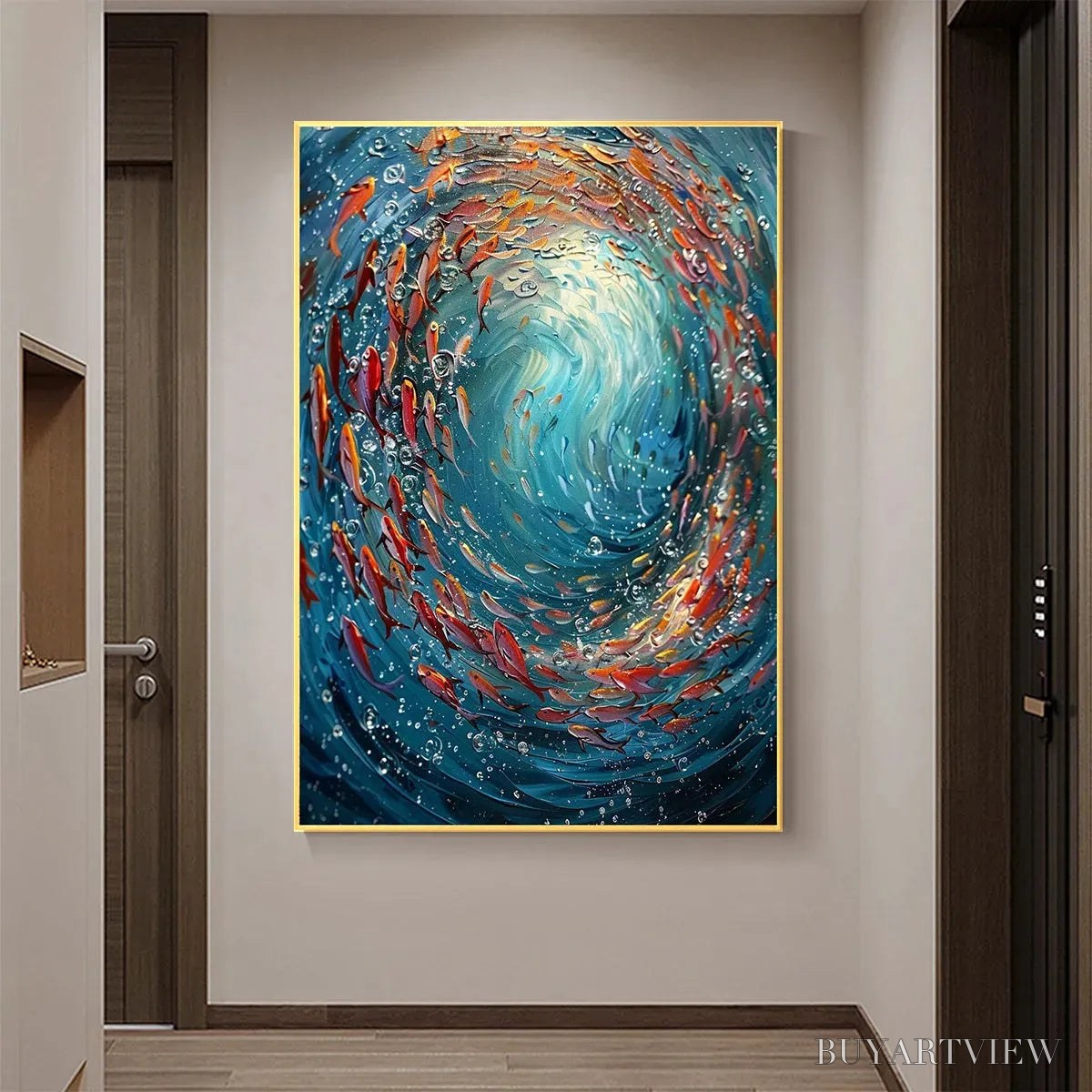 BUYARTVIEW Coral Dance – Vibrant Underwater Fish Oil Painting - image 6