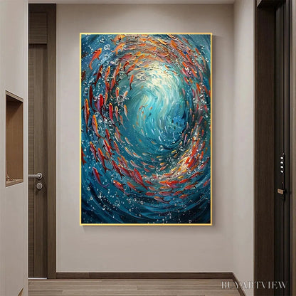 BUYARTVIEW Coral Dance – Vibrant Underwater Fish Oil Painting - image 6