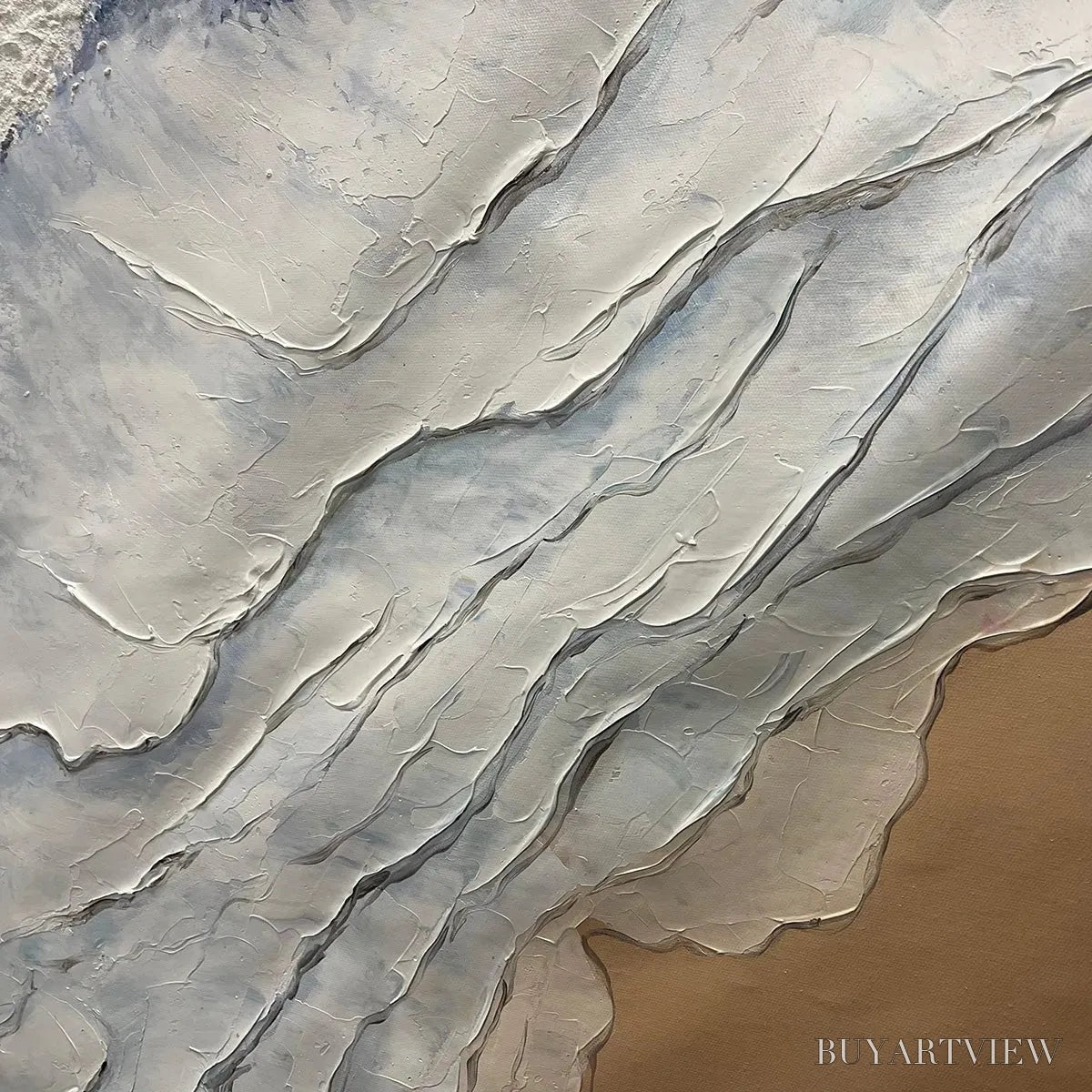 BUYARTVIEW Ocean’S Embrace – Ocean Painting in Blue, White, and Beige, Textured Canvas, Modern - image 6