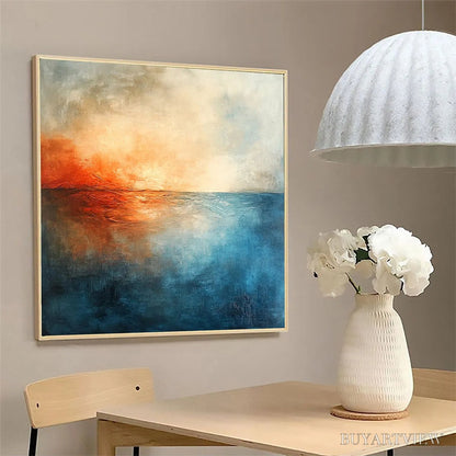 BUYARTVIEW Fiery Embrace – Abstract Ocean Sunset Oil Painting - image 4